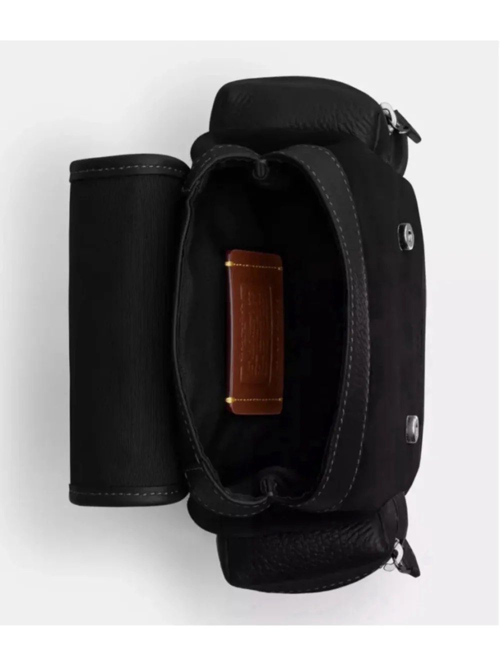 Coach Black Suede Pebble Leather Sprint Sling Pack Backpack